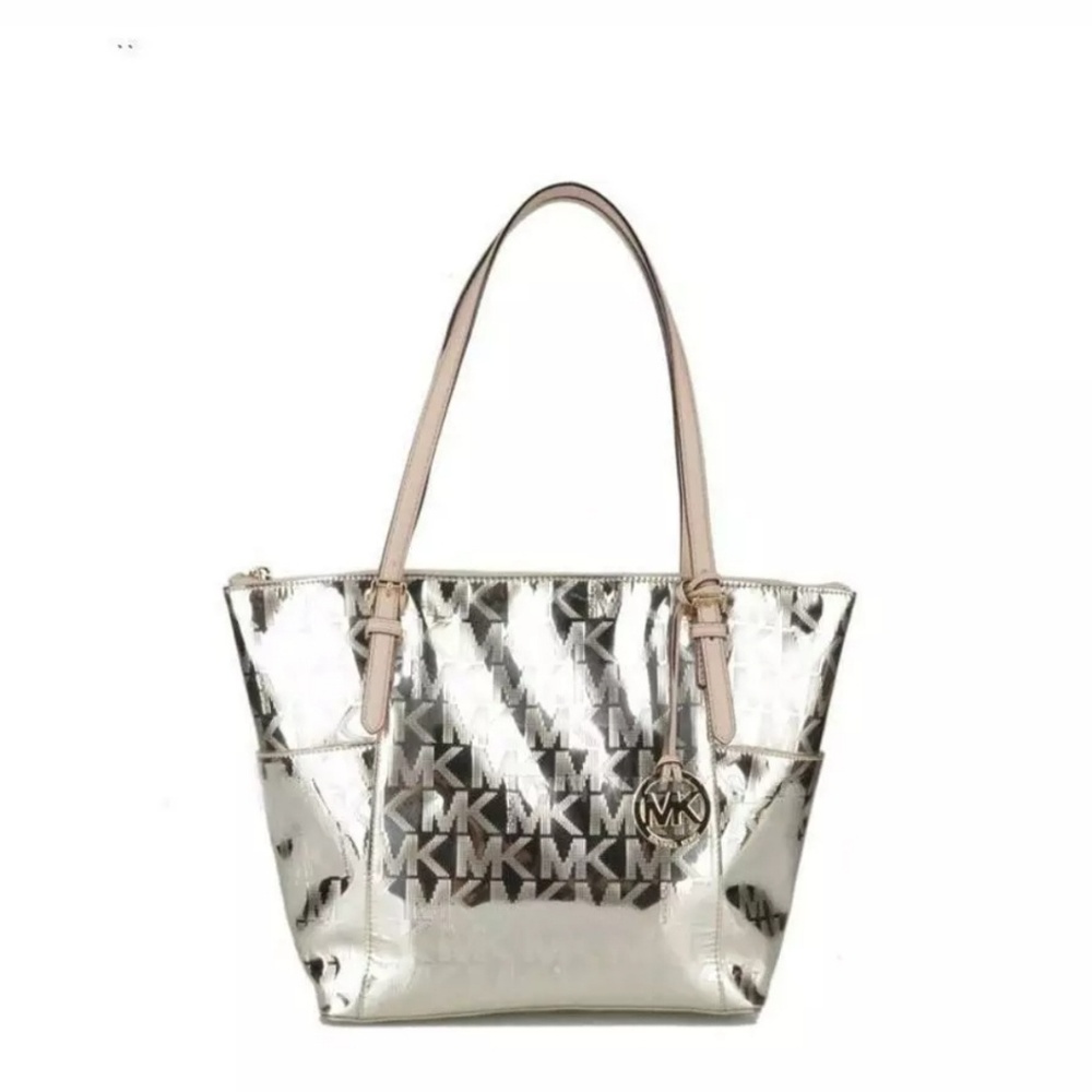 Michael Kors JetSet East West Mirror Metallic Tote